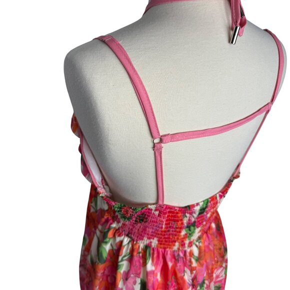 MultiStrap Fairycore Vacation Free People Inspired Pink Floral Maxi Dress Sz L - Picture 11 of 11